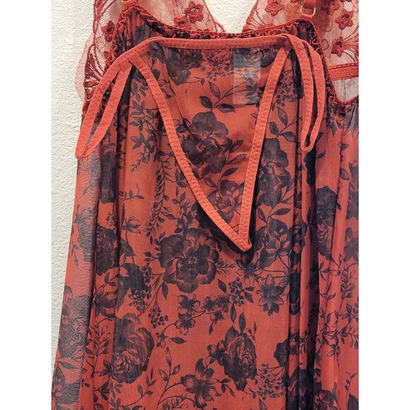 NWT Spree Whimsygoth Red & Black Rose Sequin Embroidered Babydoll, Size M - Picture 5 of 7